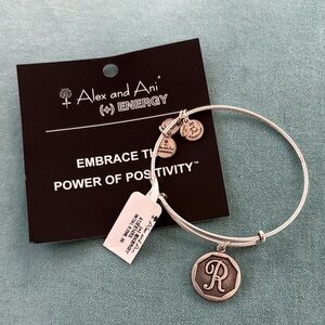 Alex and Ani Silver Initial Charm Bangle